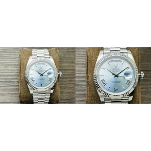 Fake Rolex Day-Date 228206 Replica - Ice Blue Dial & Stainless Steel