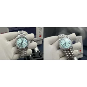 AAAAA Rolex Day-Date 228236 replica Super Clone - Ice Blue Dial & Stainless Steel