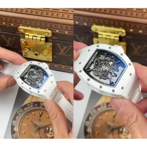 Best Richard Mille RM 055 Replica Super Clone - Skeleton Dial & White Ceramic Case