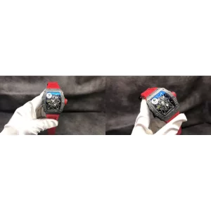 AAA Richard Mille RM 35-02 Replica Super Clone – Black Carbon Case & Red Rubber Strap