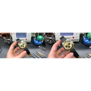 AAA Rolex Daytona 116518LN-0048 Replica Super Clone - Gold Dial & Rubber Strap