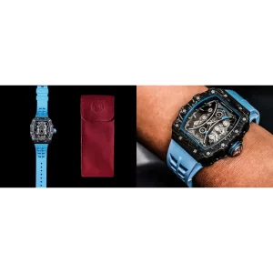 AAA Richard Mille RM 53-01 Replica Super Clone – Carbon Fiber Case & Sky Blue Band