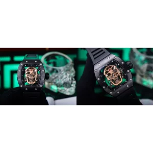 AAA Richard Mille RM 052 Replica - Gold Skeleton Dial & Black Ceramic Case