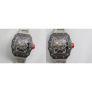 Richard Mille RM 35-02 Replica Swiss Super Clone - Black Carbon Case & Off-White Rubber Strap