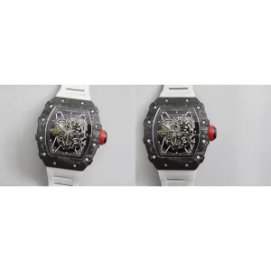 Swiss Richard Mille RM 35-02 Replica Super Clone – Black Carbon & White Rubber Strap
