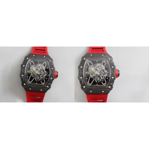 Best AAA Richard Mille RM 35-01 Replica – Black Carbon Fiber Case & Red Rubber Strap
