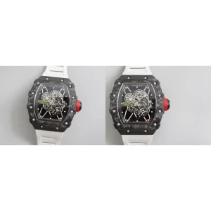 Best Super Clone Richard Mille RM 35-01 Replica - Carbon Case & White Rubber Strap
