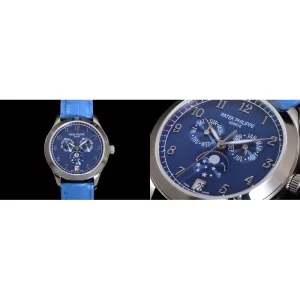 AAA Patek Philippe Grand Complications 4947/1A-001 Replica Swiss - Blue Dial & Leather Strap