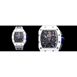 Best AAA Richard Mille RM 11-03 Replica - White Ceramic Case & Grey Rubber Strap