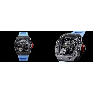 Richard Mille RM 35-02 Replica Super Clone Swiss – Blue Rubber & Black Carbon Case