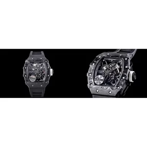 Richard Mille RM 35-02 Replica Best Super Clone - Black Carbon Fiber & Black Rubber