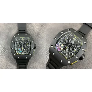 Super Clone Richard Mille RM 011 Replica - Black Ceramic Case & Rubber Strap