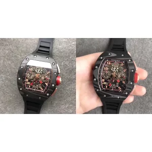 Super Clone Swiss Richard Mille RM 011 Replica - Skeleton Dial & Black Rubber Strap