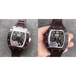 Best Richard Mille RM 011 Replica Super Clone – Brown Carbon Case & Rubber Strap