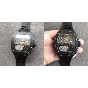 Super Clone Best Richard Mille RM 011 Replica - Black Ceramic Case & Rubber Strap