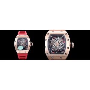 AAAAA Super Clone Richard Mille RM 035 Replica - Rose Gold Case & Red Rubber Strap