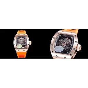 Swiss Super Clone Richard Mille RM 035 Replica - Rose Gold Case & Orange Rubber Strap