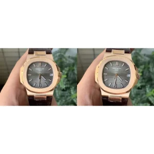 Best Patek Philippe Nautilus 5711/1R-001 RG Replica Swiss - Rose Gold Case & Brown Leather Strap