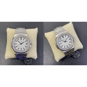 Patek Philippe Aquanaut 5711 Replica Super Clone - White Dial & Diamond Bezel