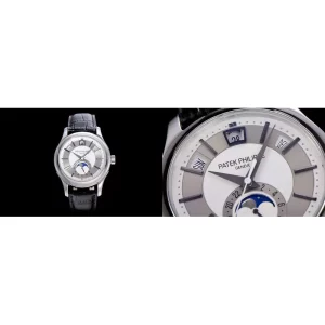 Patek Philippe Grand Complications 5205G-001 Replica Swiss – Silver Dial & Black Leather Strap