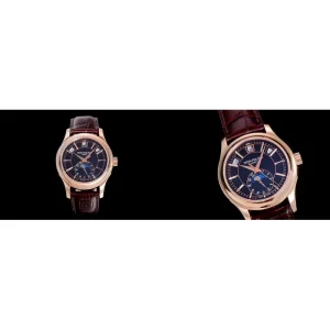 AAAAA Patek Philippe Grand Complications 5205R-010 Replica – Rose Gold Case & Brown Leather Strap