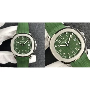 Super Clone Patek Philippe Aquanaut 5168G-010 Replica Swiss - Green Dial & Green Rubber Strap