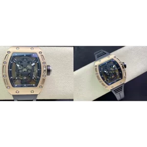 AAA Richard Mille RM 052 Replica Swiss - Rose Gold Case & Black Rubber Strap