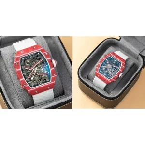 AAA Richard Mille RM 67-02 Replica - Red TPT Carbon & White Fabric Strap