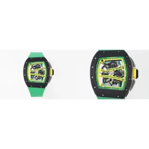 Swiss Super Clone Richard Mille RM 61-01 Replica – Black Ceramic Case & Green Rubber Strap
