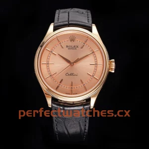 Rolex Cellini 50505-0012 Replica Pink Sunburst Dial Rose Gold Men’s Watch