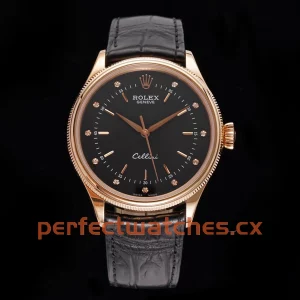 Rolex Cellini 50505-0026 Replica Black Dial Diamond Men’s Rose Gold Watch