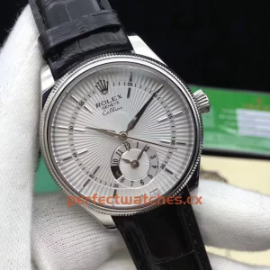 Rolex Cellini 50529 Replica Elegant White Dial Dual Time Business Timepiece