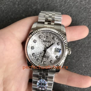 Rolex Datejust 116234-G-63600 Replica Silver Jubilee Dial Diamond Men’s Watch