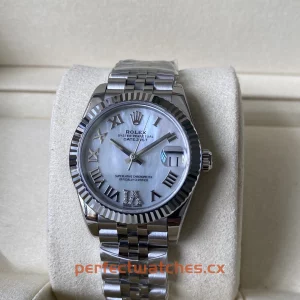Rolex Datejust 178384-0040 Replica White Mother-of-Pearl Dial Diamond Bezel Watch