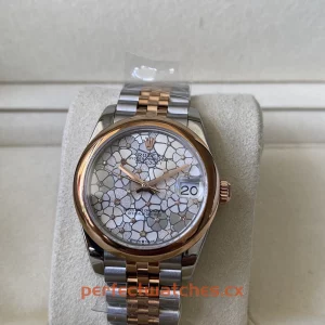 Rolex Datejust 278241-0032 Replica White Floral Dial Everose Gold Smooth Bezel Watch