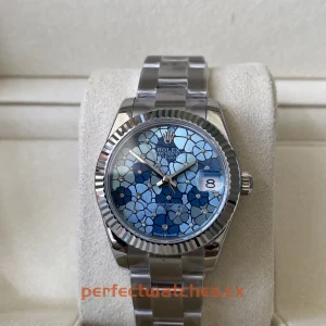 Rolex Datejust 278274-0036 Replica Elegant Blue Floral Motif Dial Ladies Luxury Watch