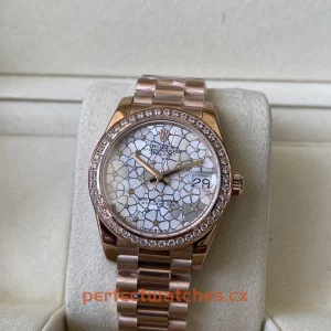 Rolex Datejust 278285RBR-0036 Replica White Floral Dial Diamond Bezel Ladies Watch