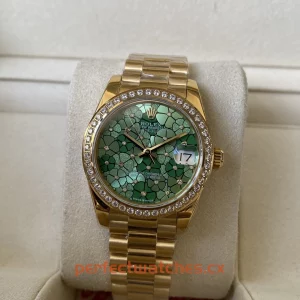 Rolex Datejust 278288RBR-0038 Replica Green Floral Dial Diamond Bezel Ladies Watch