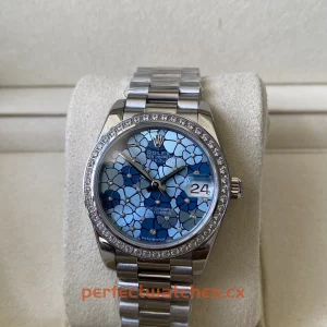 Rolex Datejust 278289RBR-0025 Replica Diamond Bezel Blue Floral Dial Automatic Women’s Watch