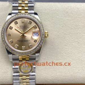 Rolex Datejust 278383RBR-0005 Replica Champagne Dial Diamond Bezel Ladies Watch