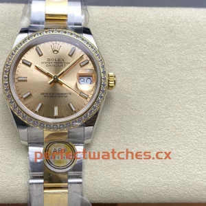 Rolex Datejust 278383RBR-0013 Replica Champagne Dial Diamond Bezel Ladies Watch