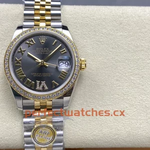 Rolex Datejust 278383RBR-0018 Replica Slate Grey Dial Diamond Bezel Lady Watch