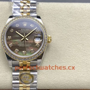 Rolex Datejust 278383RBR-0024 Replica Black Mother-of-Pearl Dial Diamond Bezel Watch