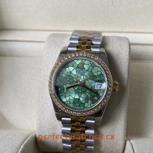 Rolex Datejust 278383RBR-0032 Replica Two-Tone Diamond Bezel Green Floral Luxury Watch