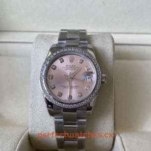 Rolex Datejust 278384RBR-0035 Replica Pink Sunburst Dial Diamond Bezel Watch