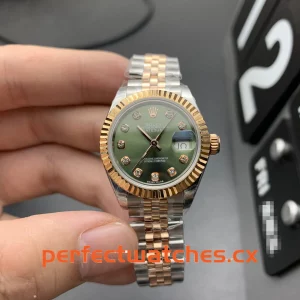 Rolex Datejust 279171-0007 Replica Olive Green Dial Diamond Ladies Watch
