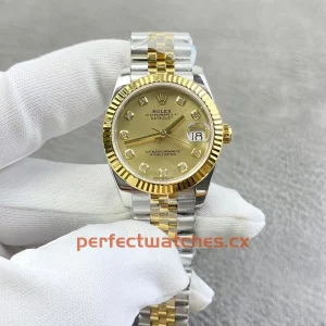 Rolex Datejust 279173-0011 Replica Classic Yellow Gold and Steel Watch with Diamond Hour Markers