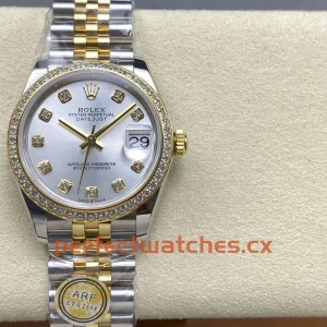 Rolex Datejust 279383RBR-0003 Replica Silver Dial Diamond Bezel Ladies Watch