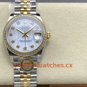 Rolex Datejust 279383RBR-0028 Replica White Mother-of-Pearl Diamond Bezel Watch