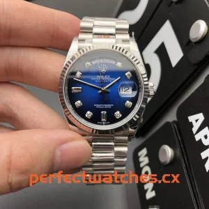 Rolex Day-Date 128239-0025 Replica Diamond Markers Blue Gradient Luxury Timepiece